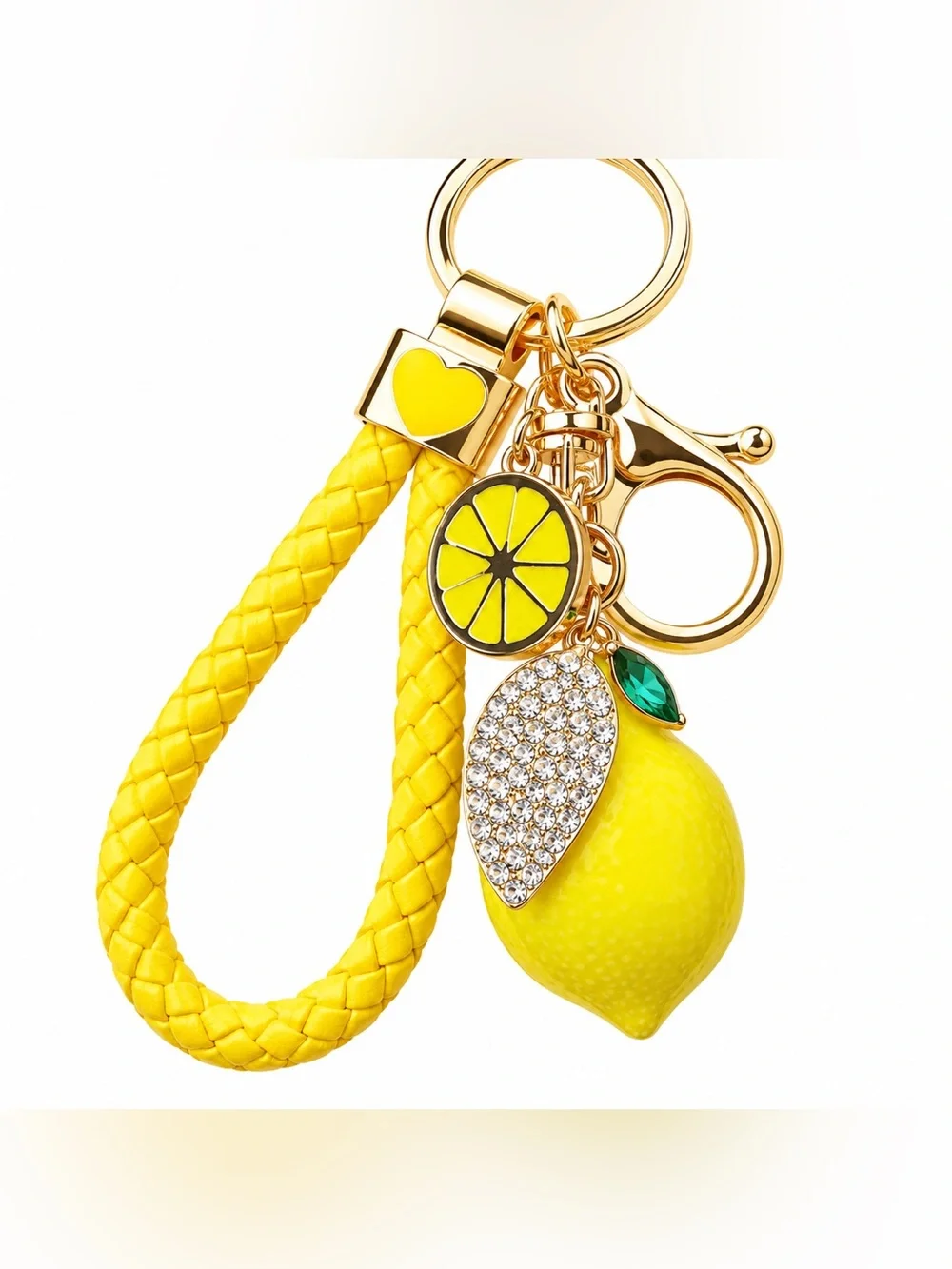 Yellow Lemon Charm Keychain Wristlet - Women Jewelry